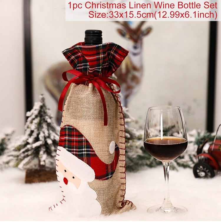 Christmas Santa Claus Wine Bottle Cover