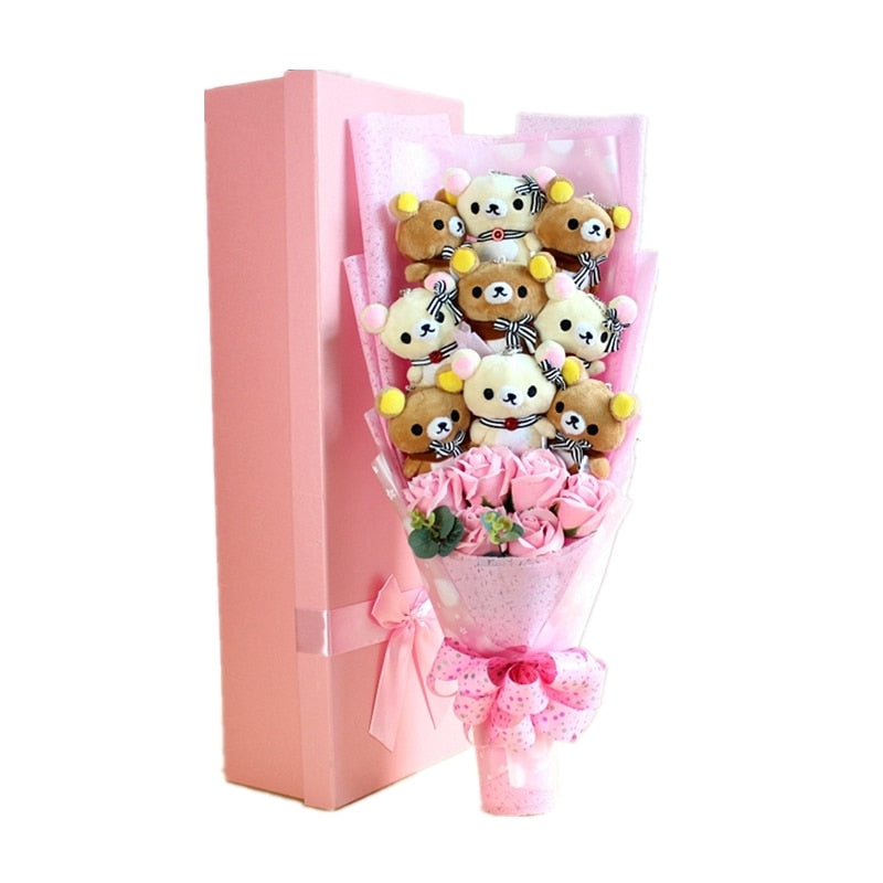 Cute Teddy Bear Stuffed Plush Toy Bouquet Gift Box