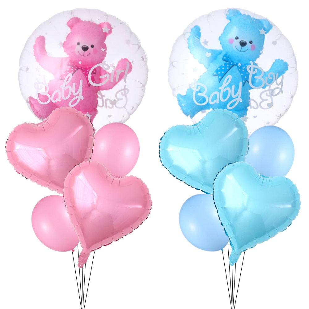 4D Transparent Blue Pink Bubble Balloon Bear