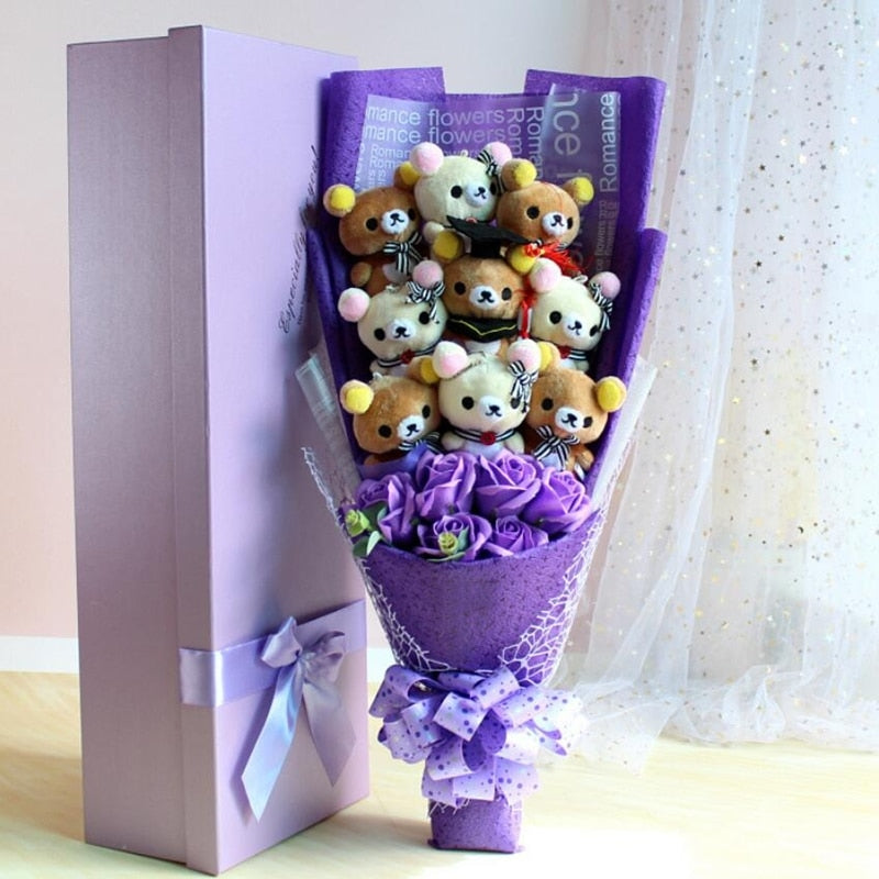 Cute Teddy Bear Stuffed Plush Toy Bouquet Gift Box