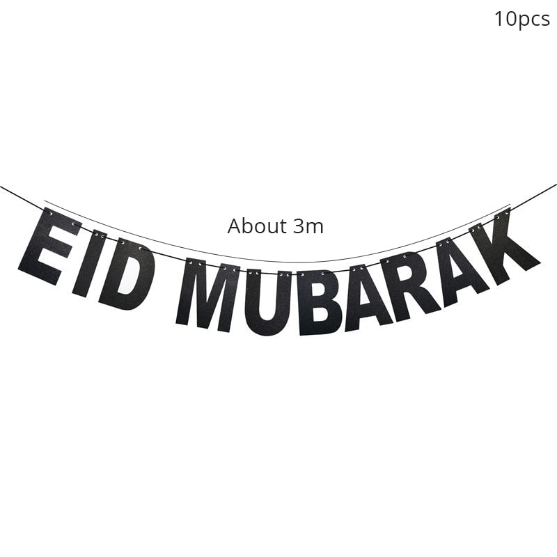 Eid Mubarak Banner Bunting Balloons  Decoration