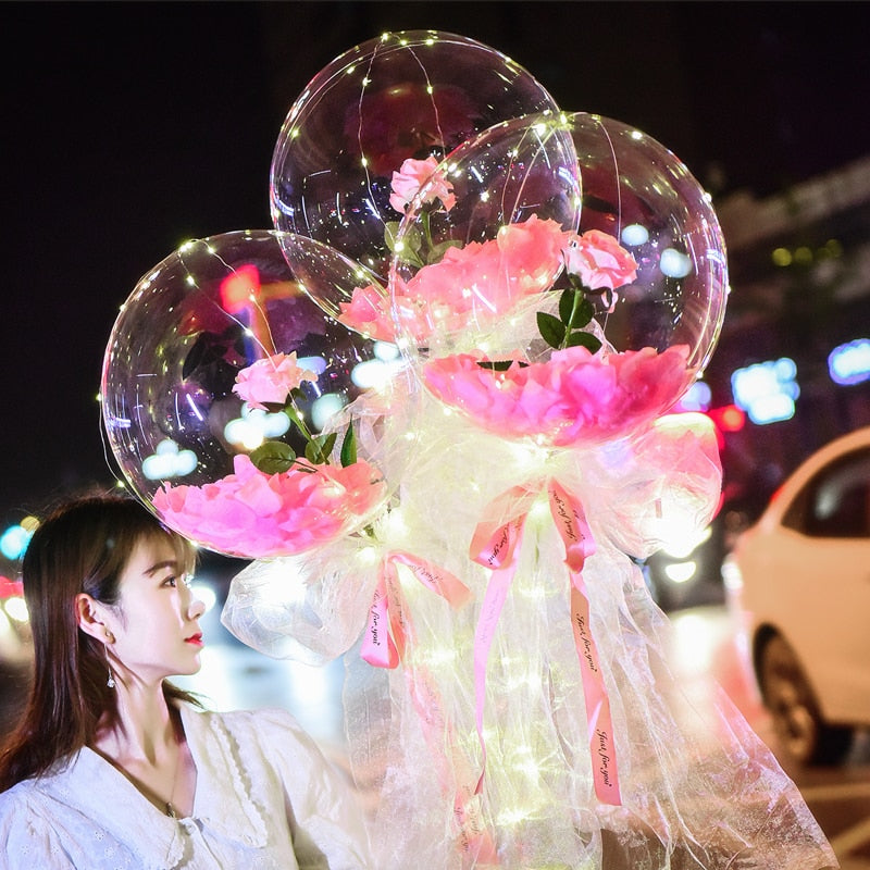 Led Balloons Rose Led Balloon Rose Bouquet