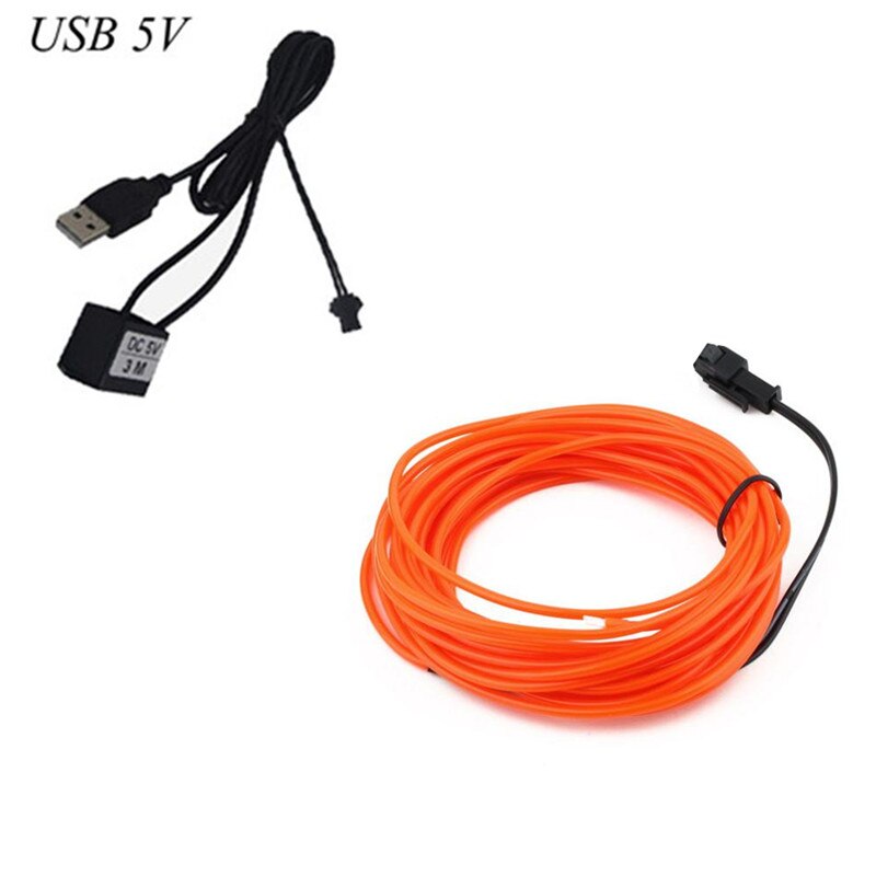 Flexible Neon Light Glow EL Wire Rope Cable LED Lights