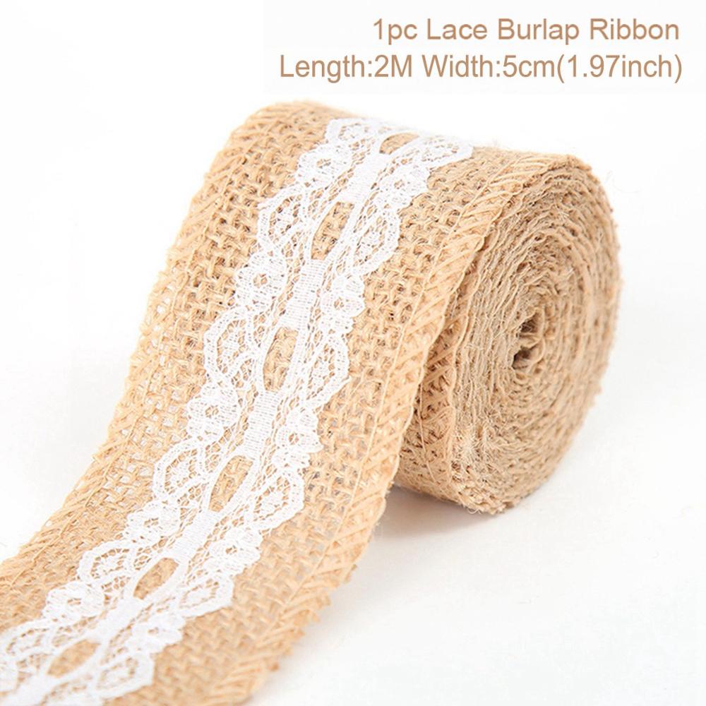 Jute Burlap Rolls Hessian Ribbon With White Lace