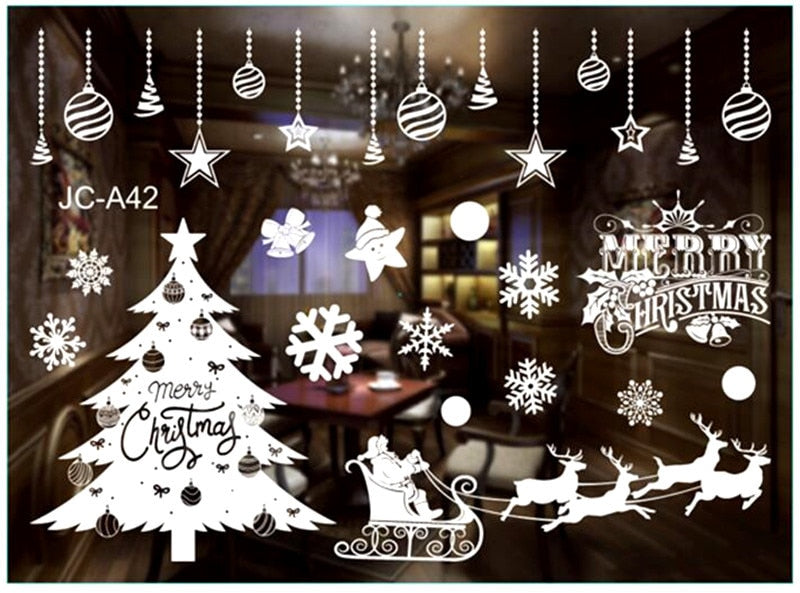White Snowflake Christmas Wall Stickers Christmas Decorations