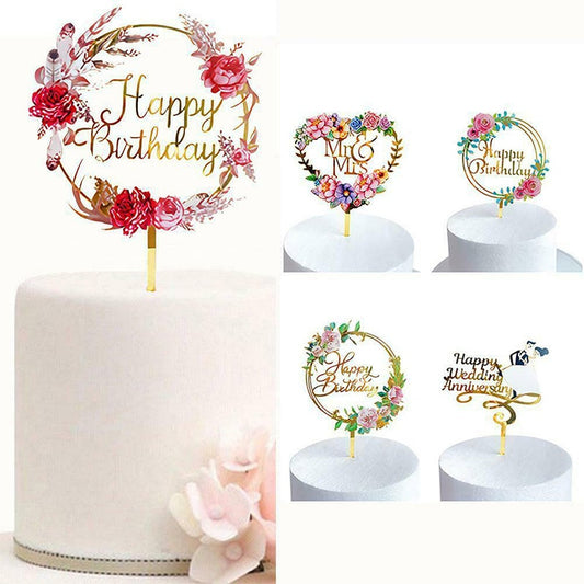 Creative Acrylic Cake Topper Happy Birthday Cake Toppers