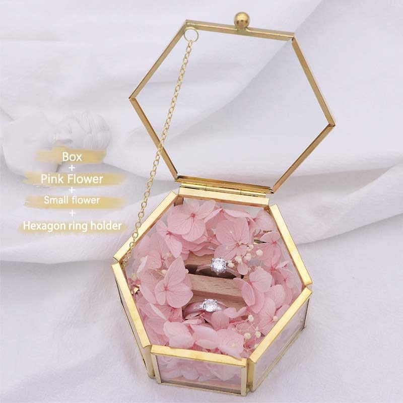 Custom Hexagonal Glass Ring Box Geometrical