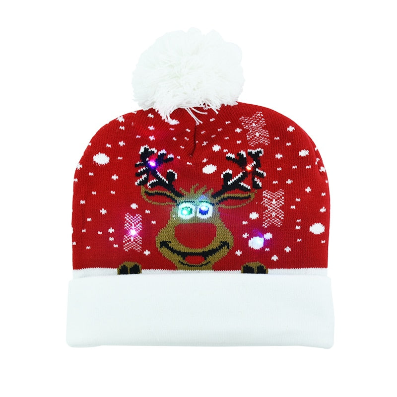 LED Christmas Hat Sweater Knitted Beanie Light Up