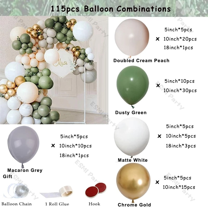 Sage Green Balloons Garland DIY Decoration