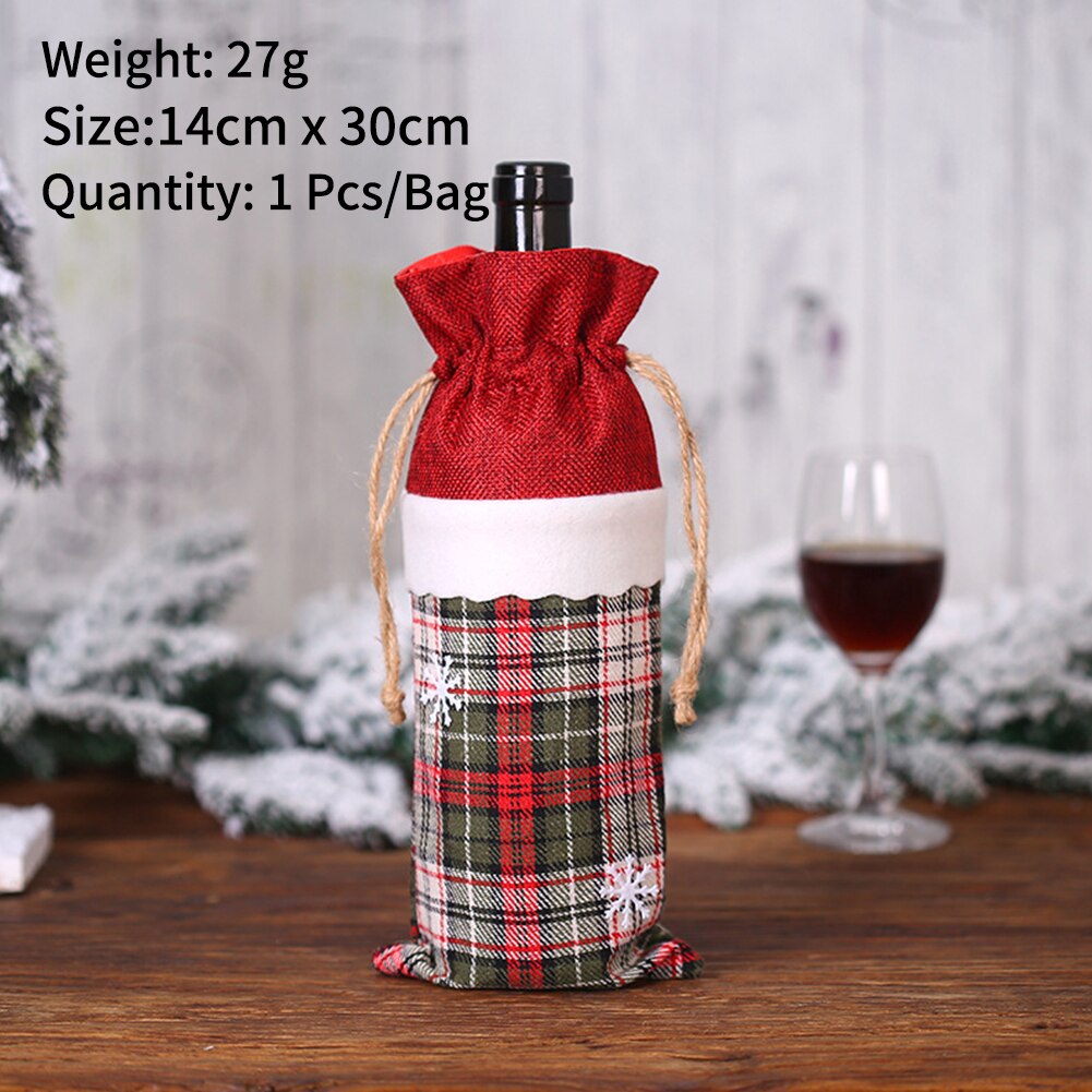 New Linen Wine Bottle Bag/Cloth Art Christmas Wine Bottle Set Ornaments