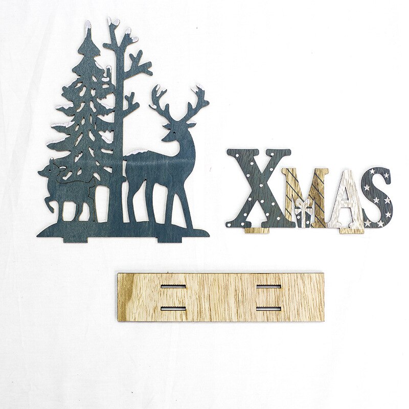 New Year Xmas Elk Wood Craft Christmas Tree