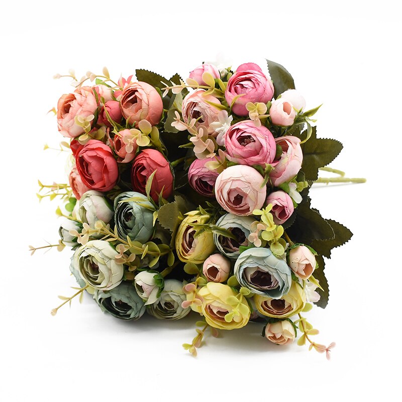 Bundle Silk Tea Roses Bride Bouquet for Christmas