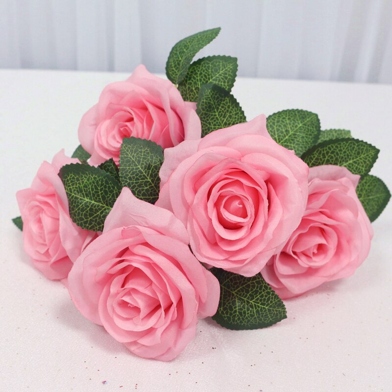 Rose Silk Artificial Flowers Small Bouquet 5 Head