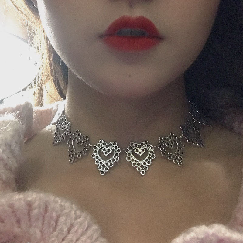 Kpop Heart Chain Choker Necklace For Women