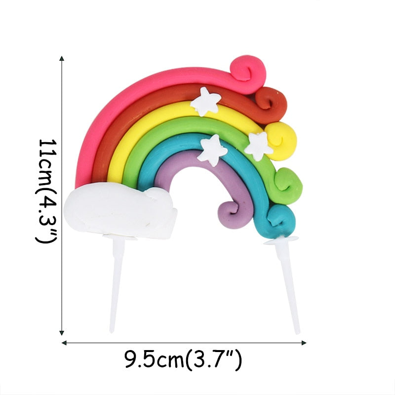 Rainbow Cake Toppers Unicorn Cloud Balloon Cake Flags