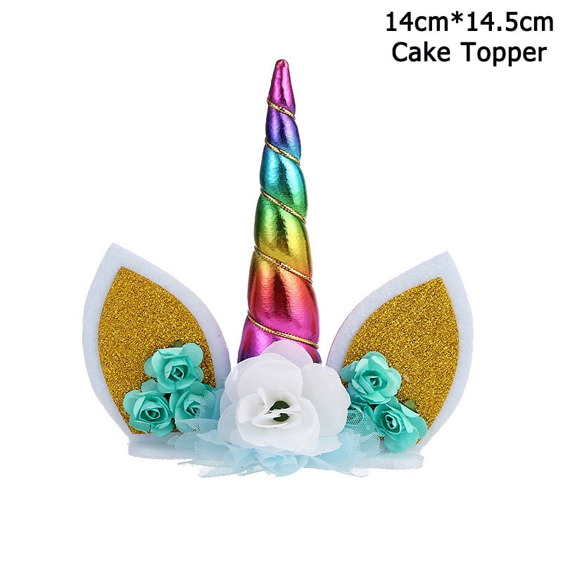 Rainbow Cake Toppers Unicorn Cloud Balloon Cake Flags