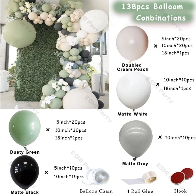 Sage Green Balloons Garland DIY Decoration