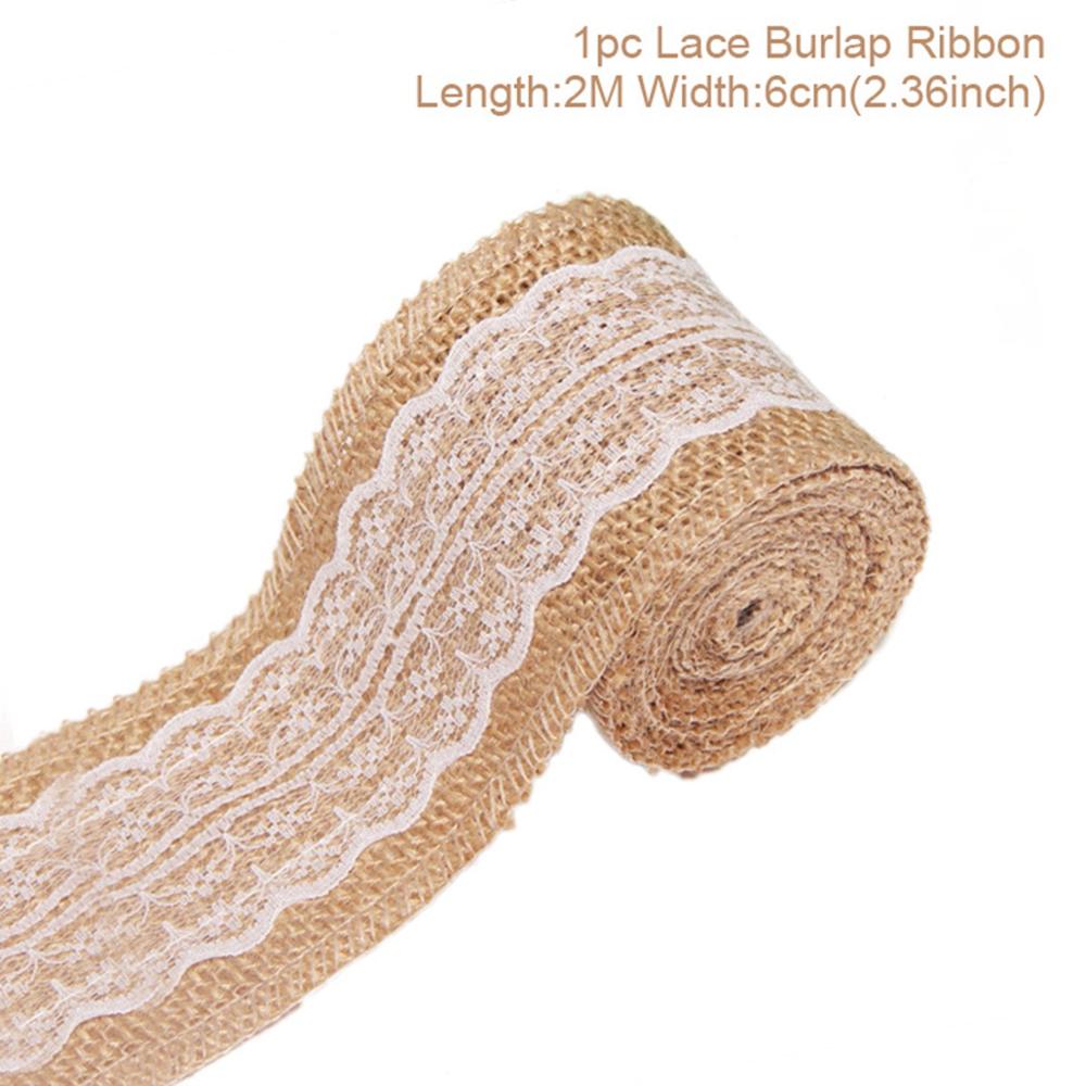 Jute Burlap Rolls Hessian Ribbon With White Lace