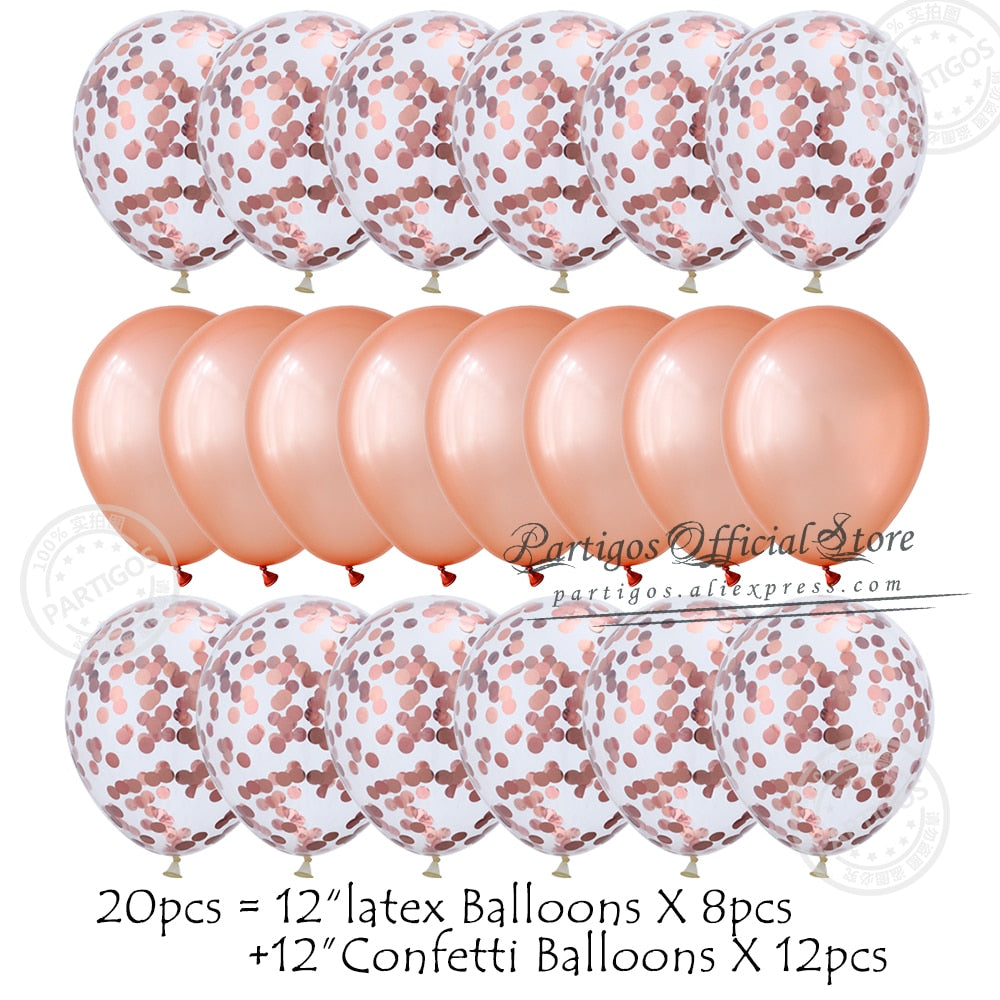 Metal Chrome Latex Balloons Mix Confetti Globos