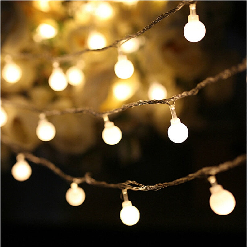 Garland LED Ball String Light Christmas Bulb