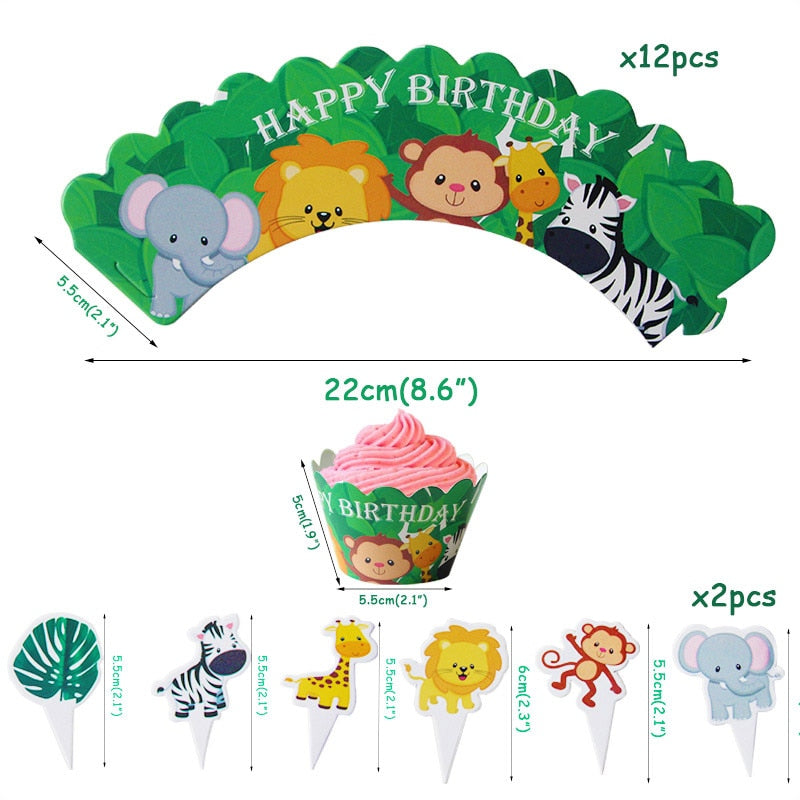 Wild Jungle Party Cake Topper Kids Birthday