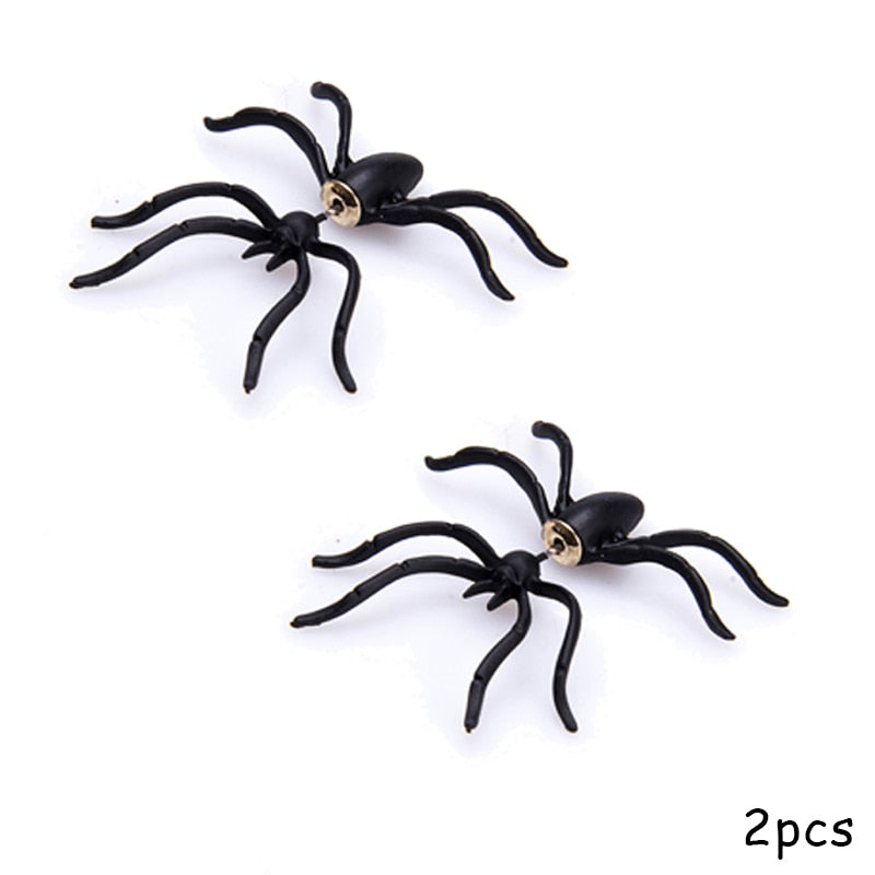 3D Creepy Black Spider Ear Stud Earrings