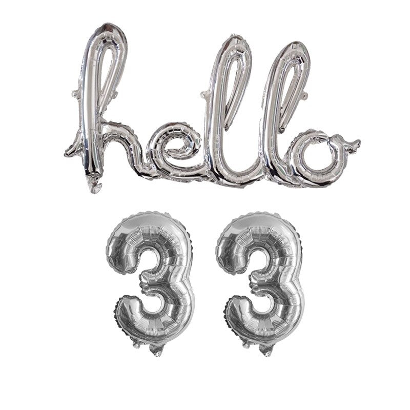 Rose Gold Hello 30 Baby Balloons number Balls Inflatable