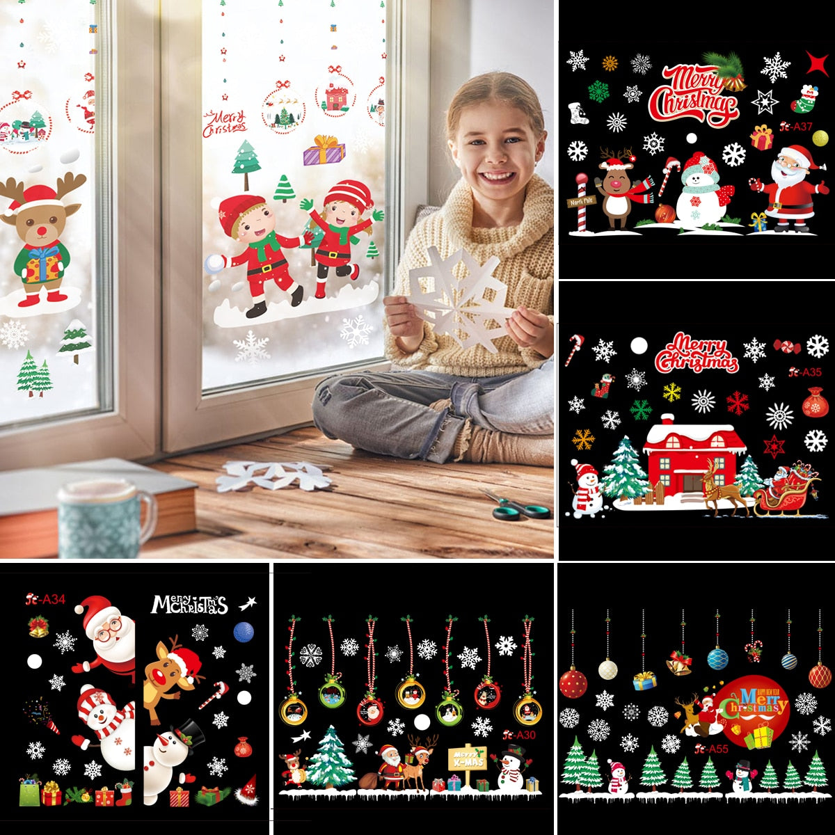 Wall Sticker Window Glass Christmas Decor