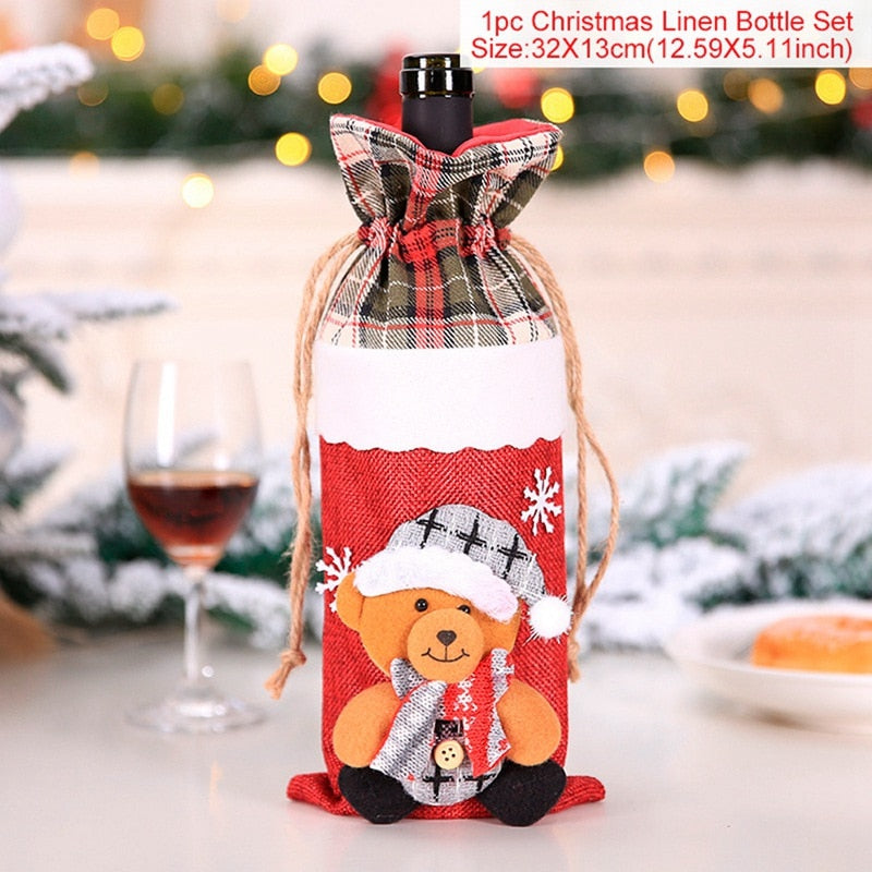 Christmas Santa Claus Wine Bottle Cover