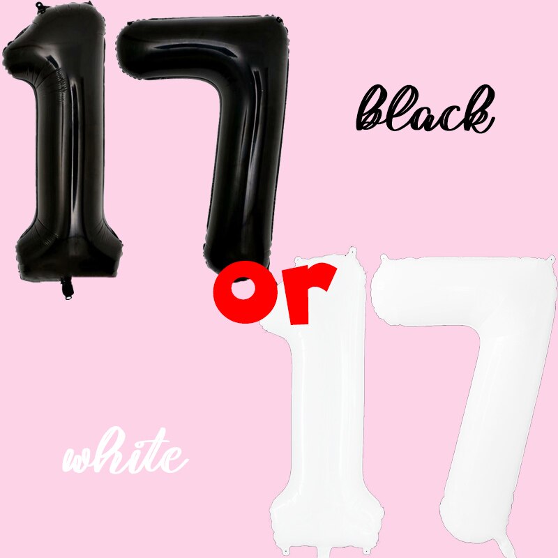 Black Figure Number Foil Balloon Banner Birthday Decoration