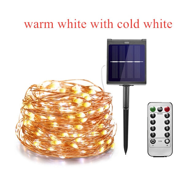 Dimmable LED Outdoor Solar String Lights Solar Christmas