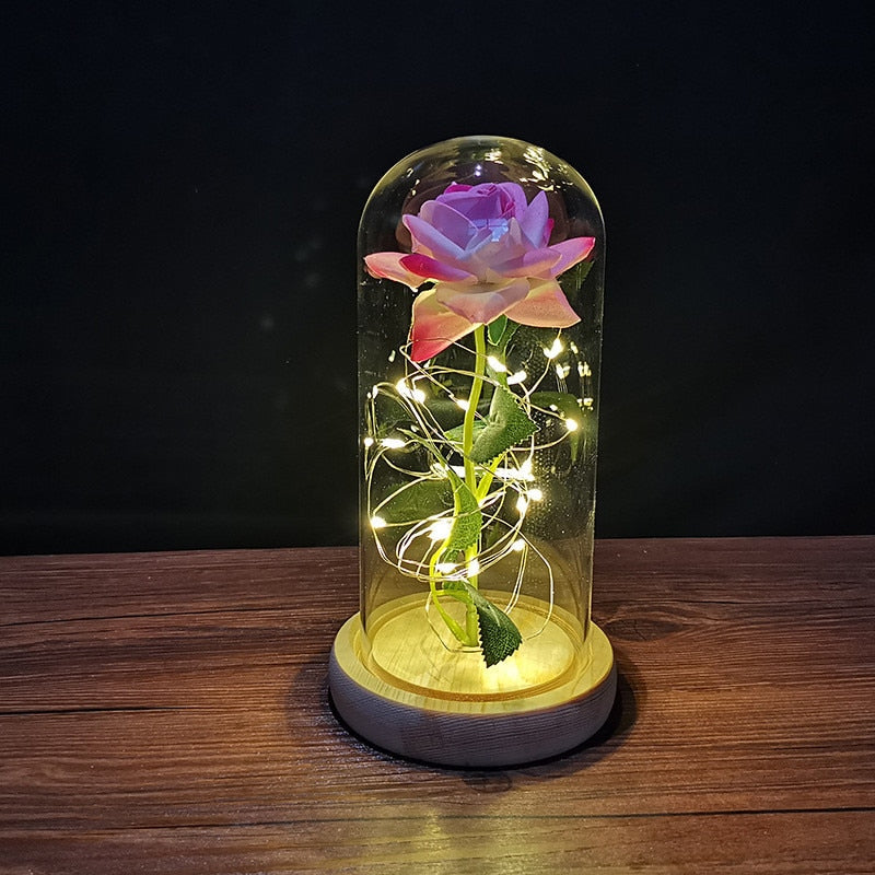 Valentines Day Gift for Girlfriend Eternal Rose LED Light