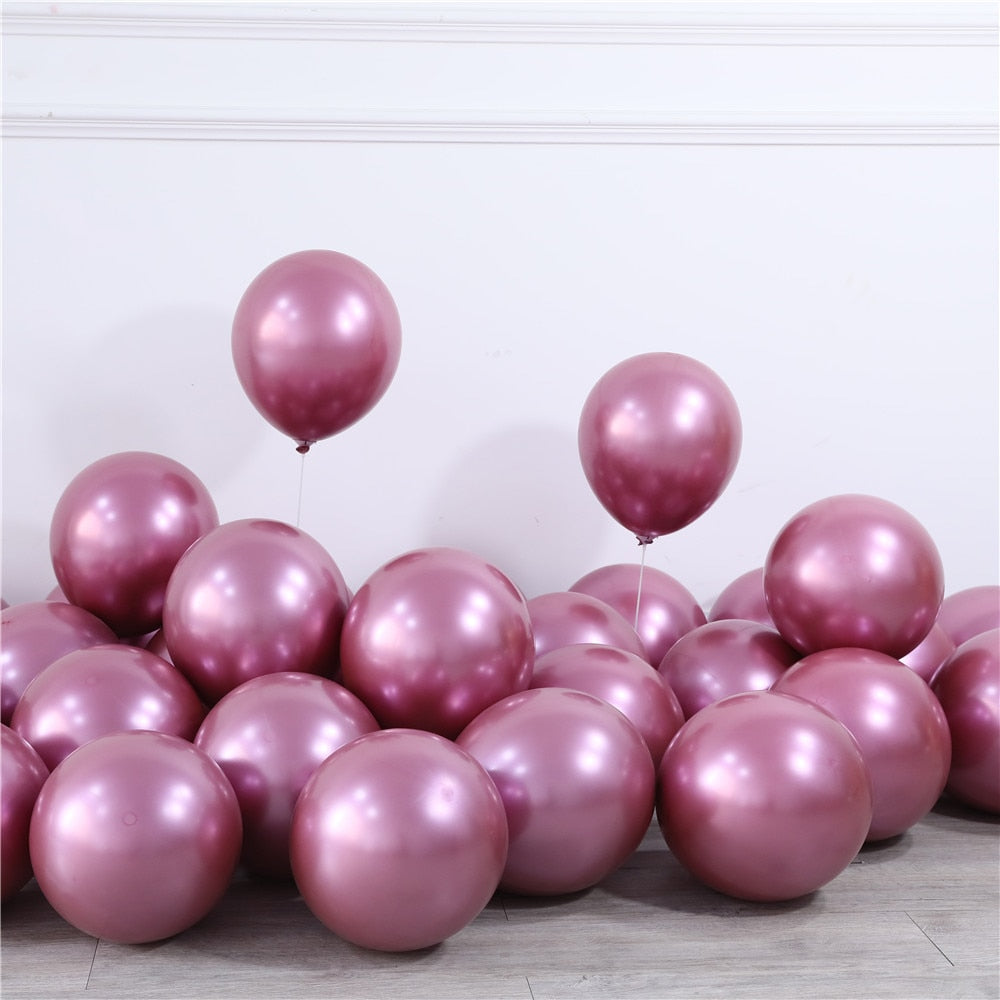 New Glossy Hot Pink Metal Pearl Latex Balloons