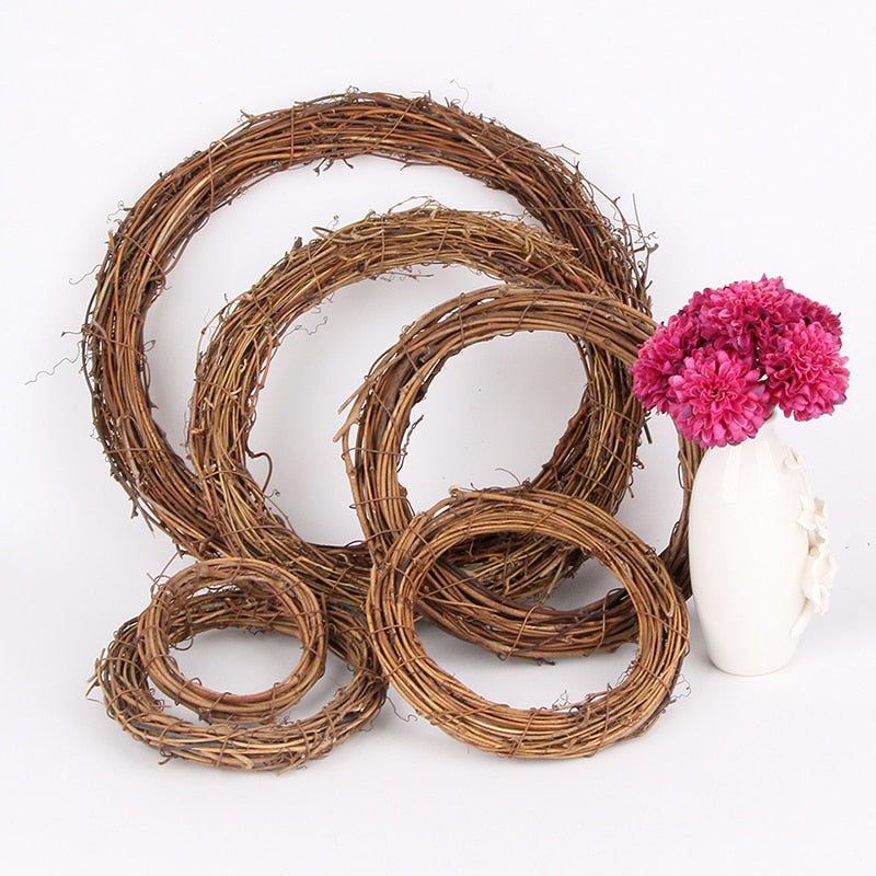Christmas Natural Rattan Wreath Pine Branches