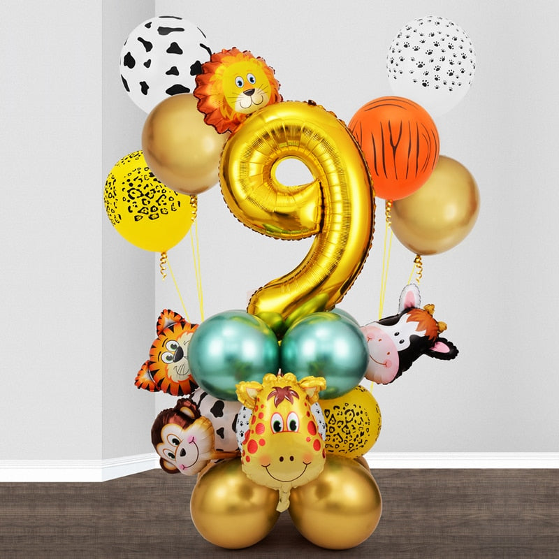 Jungle Party Decoration Animal Balloons Set Metal