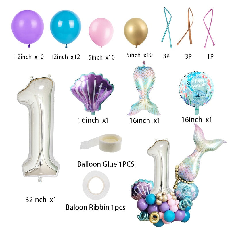 Little Mermaid Party Supplies Balloons Arch Set