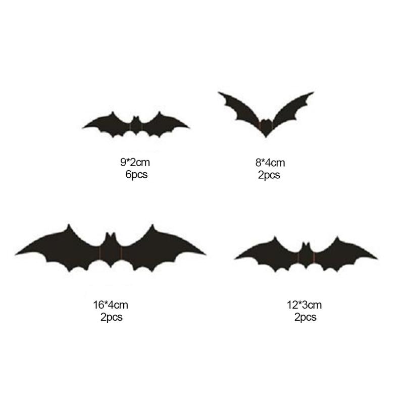 12pieces Halloween 3D Black Bat Wall Stickers