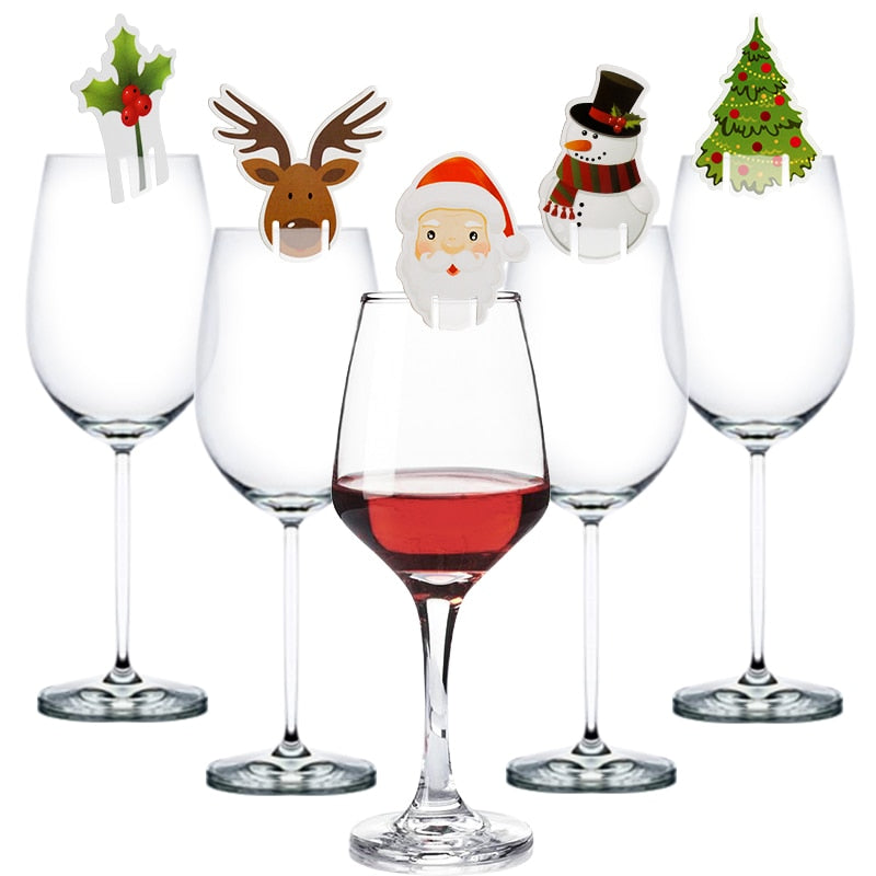 Santa Claus Snowman Tree Wine Glass