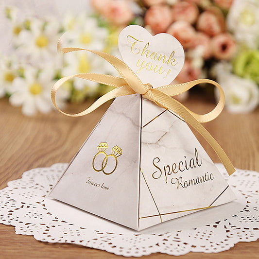 Triangular Pyramid Marble Candy Giveaways Boxes