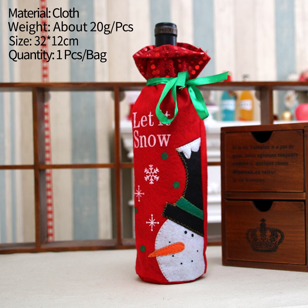 New Linen Wine Bottle Bag/Cloth Art Christmas Wine Bottle Set Ornaments