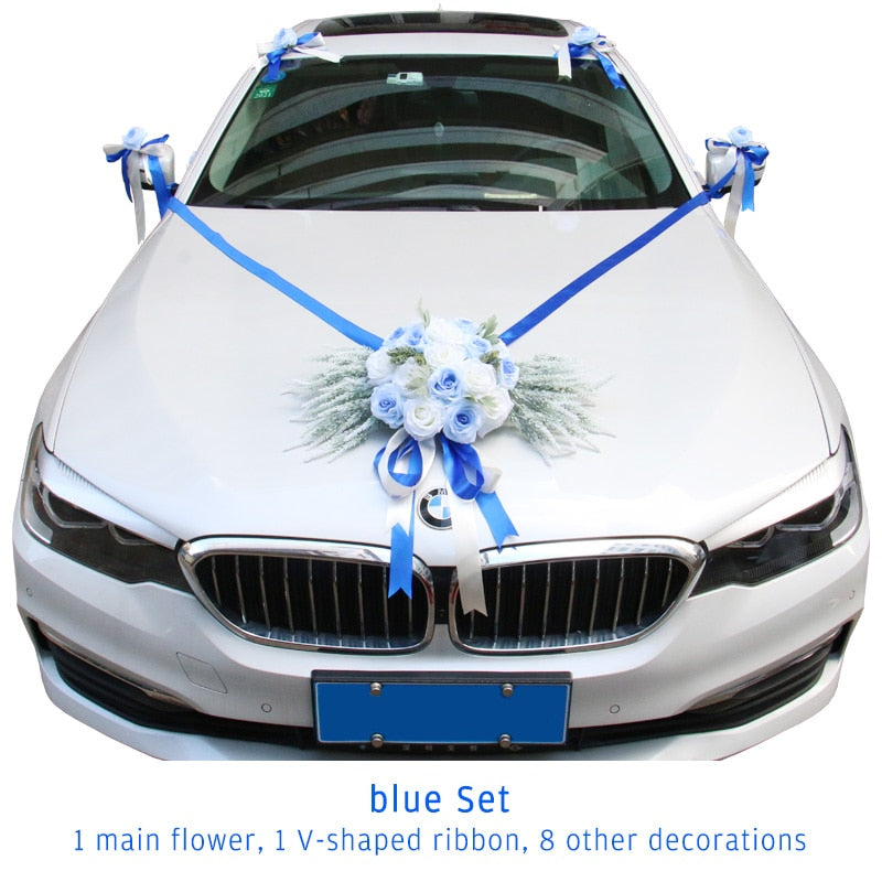 Artificial Flower Wedding Car Decor Kit Silk Fake Rose