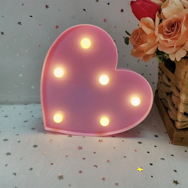 Love Heart LED Letter Lamp Romantic Night Light