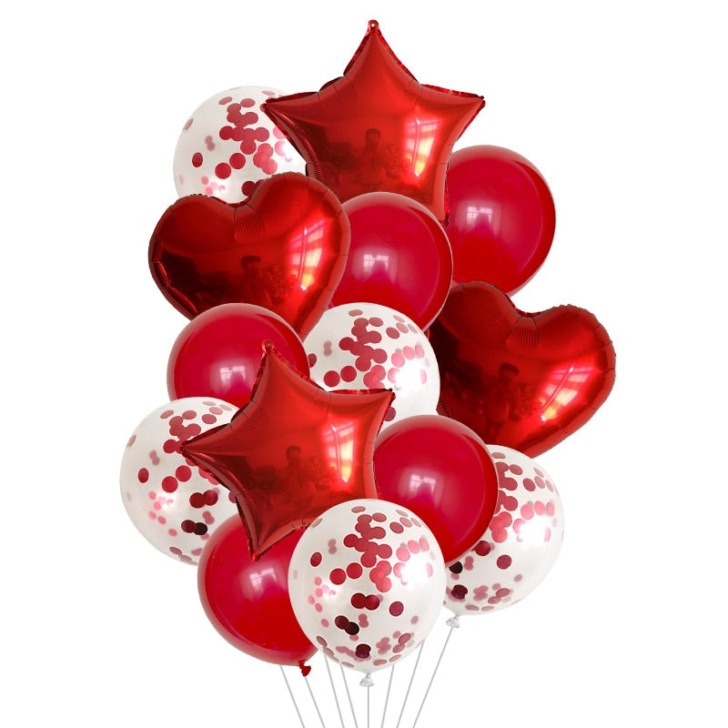 Gold Silver Red Heart Love Balloon Pure Color Foil Helium