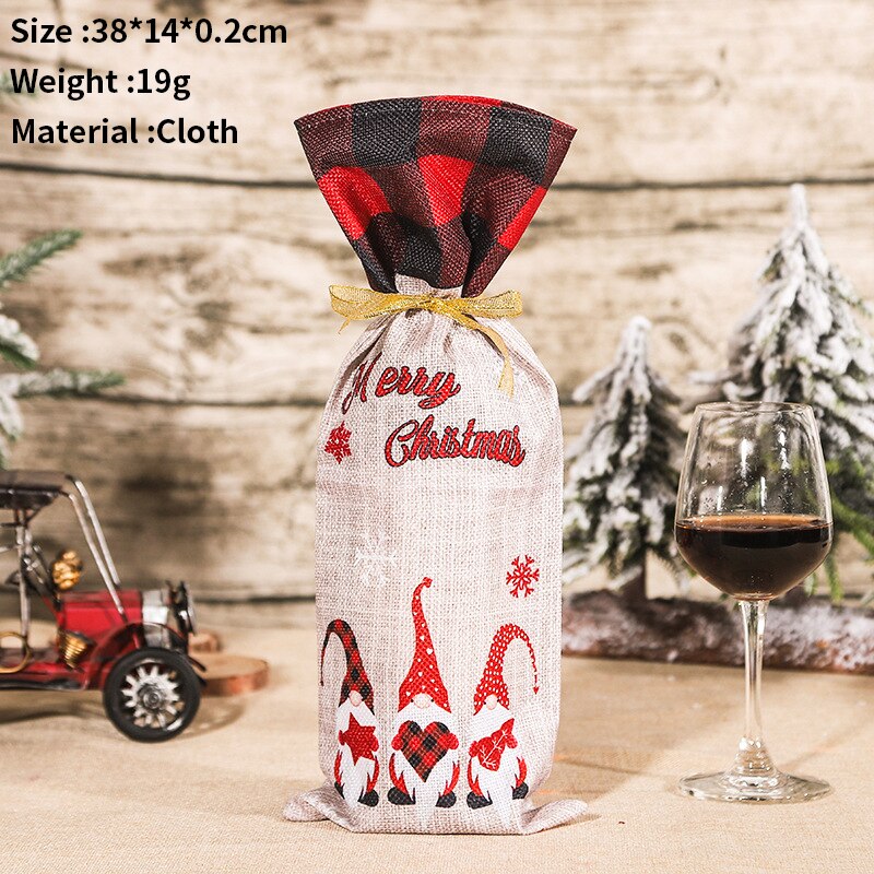 New Linen Wine Bottle Bag/Cloth Art Christmas Wine Bottle Set Ornaments