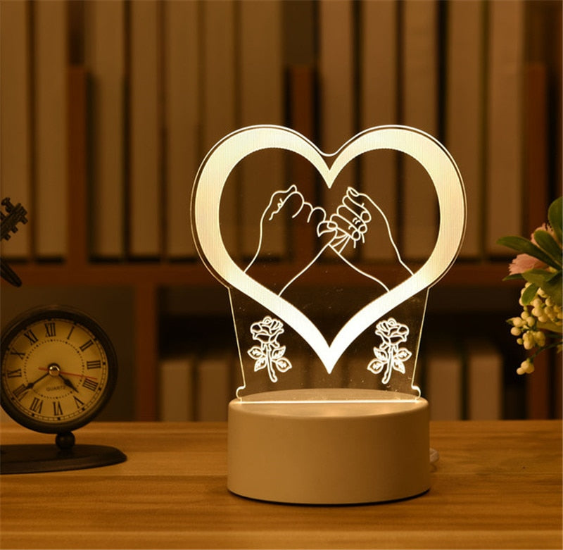 3D Lamp Acrylic USB LED Night Lights  Birthday Decor