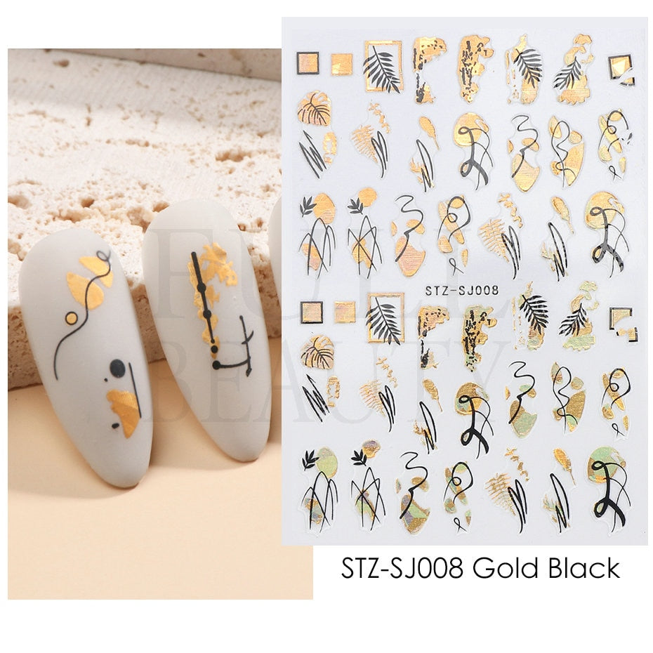 3D Dragon Red Gold Nail Sticker Anime