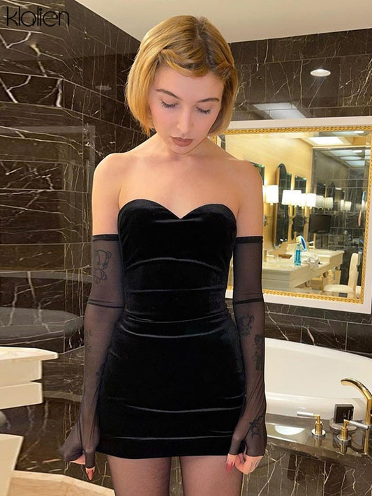 Fashion Sexy Party Birthday Black Strapless Dress