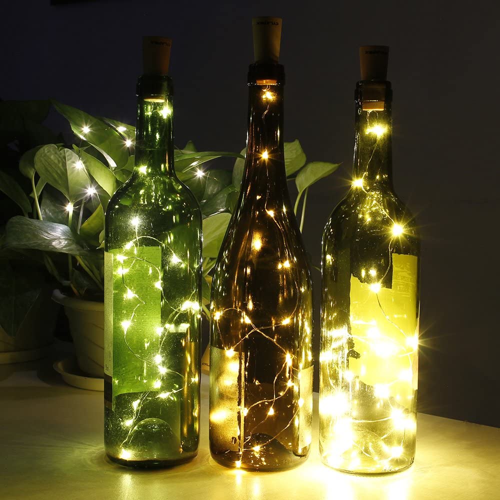 LED Wine Bottle Lights with Cork Crafts Wedding Decoration
