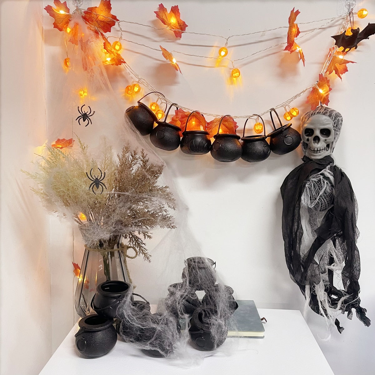 Mini Halloween Candy Bucket Pot Witch Skeleton