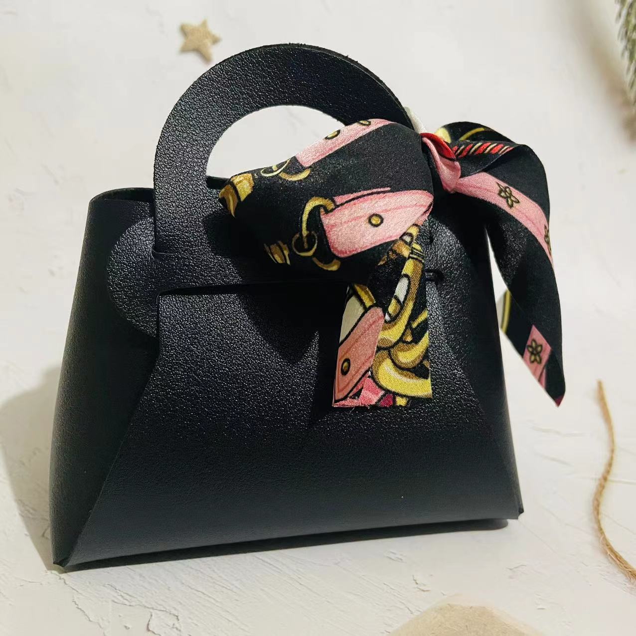 Leather Bag With Scarf For Wedding Party